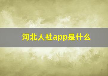 河北人社app是什么