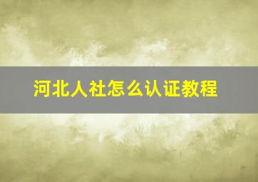 河北人社怎么认证教程