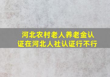 河北农村老人养老金认证在河北人社认证行不行