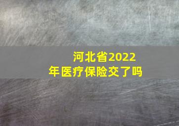 河北省2022年医疗保险交了吗