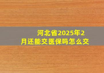 河北省2025年2月还能交医保吗怎么交