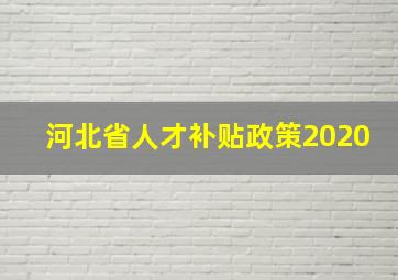 河北省人才补贴政策2020