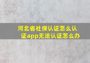 河北省社保认证怎么认证app无法认证怎么办