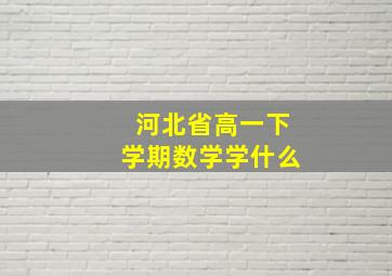 河北省高一下学期数学学什么