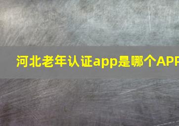 河北老年认证app是哪个APP