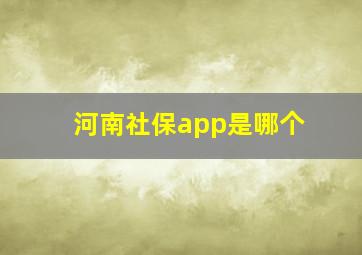 河南社保app是哪个