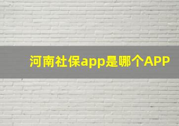 河南社保app是哪个APP