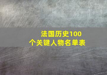 法国历史100个关键人物名单表