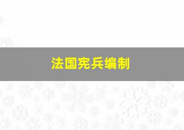 法国宪兵编制