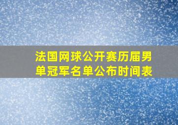 法国网球公开赛历届男单冠军名单公布时间表