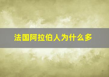 法国阿拉伯人为什么多