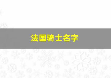 法国骑士名字