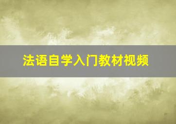 法语自学入门教材视频