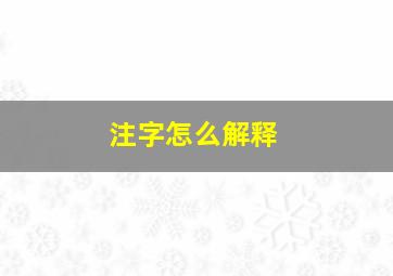 注字怎么解释