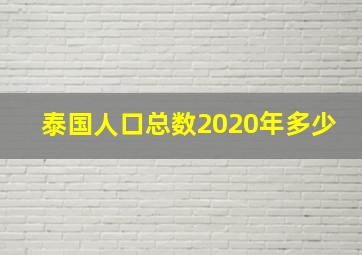 泰国人口总数2020年多少