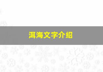 洱海文字介绍