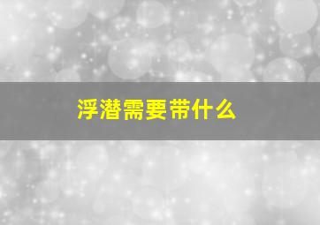 浮潜需要带什么