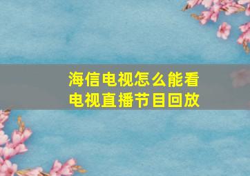 海信电视怎么能看电视直播节目回放