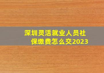 深圳灵活就业人员社保缴费怎么交2023