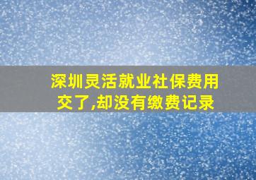 深圳灵活就业社保费用交了,却没有缴费记录