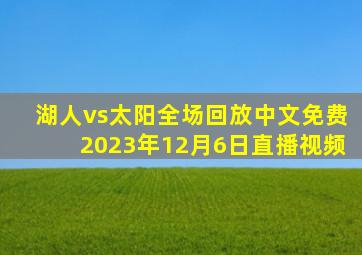 湖人vs太阳全场回放中文免费2023年12月6日直播视频