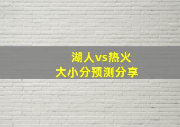 湖人vs热火大小分预测分享