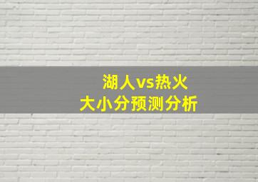 湖人vs热火大小分预测分析