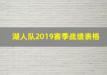 湖人队2019赛季战绩表格