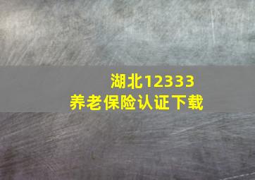 湖北12333养老保险认证下载