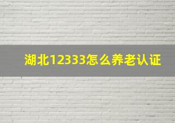 湖北12333怎么养老认证