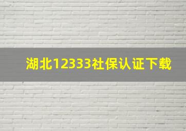 湖北12333社保认证下载