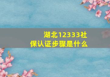 湖北12333社保认证步骤是什么