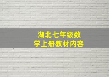 湖北七年级数学上册教材内容