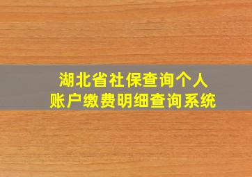 湖北省社保查询个人账户缴费明细查询系统