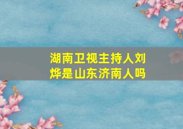 湖南卫视主持人刘烨是山东济南人吗