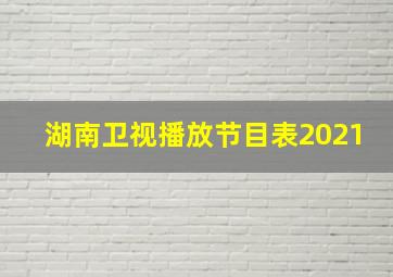 湖南卫视播放节目表2021