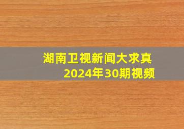 湖南卫视新闻大求真2024年30期视频