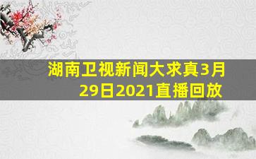 湖南卫视新闻大求真3月29日2021直播回放