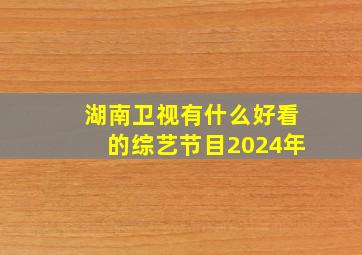 湖南卫视有什么好看的综艺节目2024年