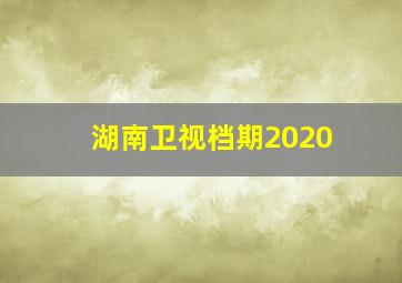 湖南卫视档期2020