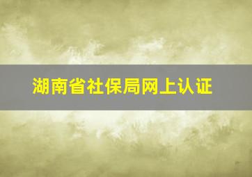 湖南省社保局网上认证