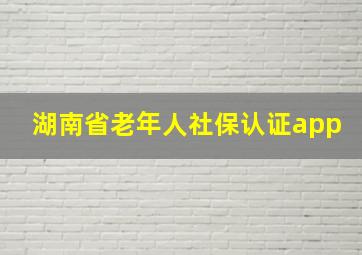 湖南省老年人社保认证app