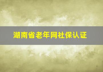 湖南省老年网社保认证