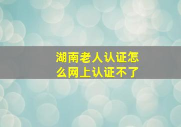 湖南老人认证怎么网上认证不了