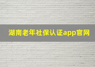 湖南老年社保认证app官网