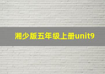 湘少版五年级上册unit9