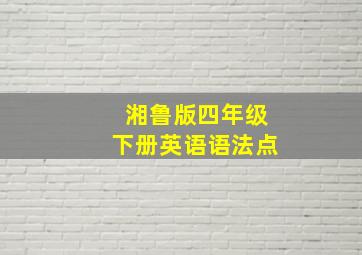 湘鲁版四年级下册英语语法点