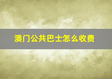 澳门公共巴士怎么收费