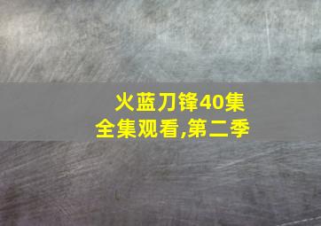 火蓝刀锋40集全集观看,第二季