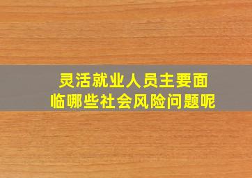 灵活就业人员主要面临哪些社会风险问题呢